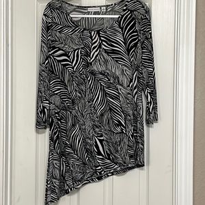 Susan Graver Zebra Print Asymmetrical Print Blouse M